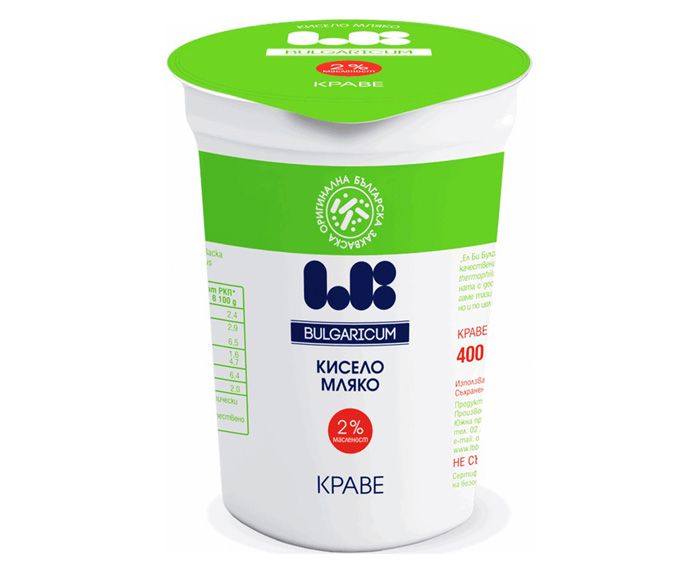 Българско Краве Кисело Мляко LB Bulgaricum БДС 2% 400 г