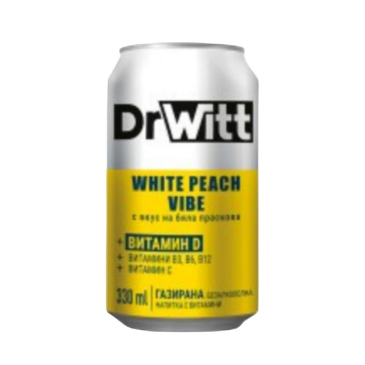 Газирана Напитка DrWitt VIbe с Витамини и Бяла Праскова кен 330 мл